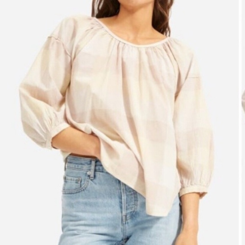Everlane Cream Relaxed Blouse with Boxy Fit